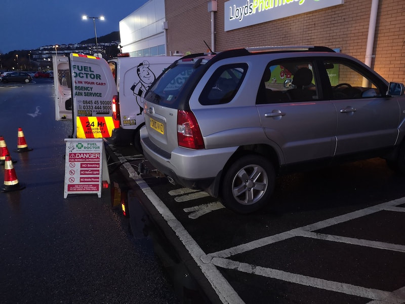 fiat puts petrol in diesel in Lloyds Pharmacy Swansea